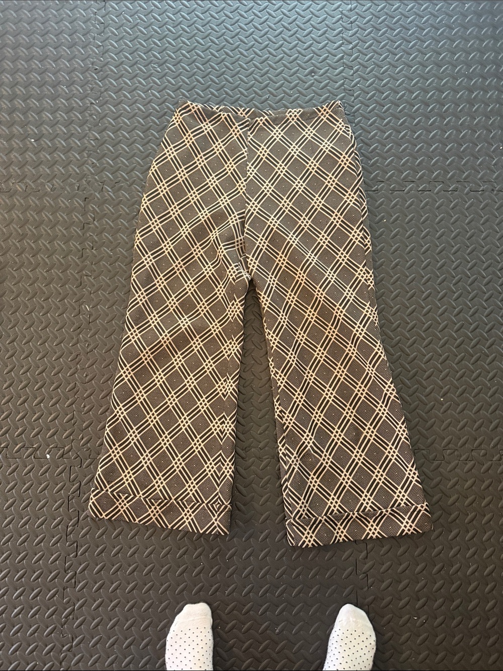 Vintage Black & Cream Plaid Straight Leg Pants
